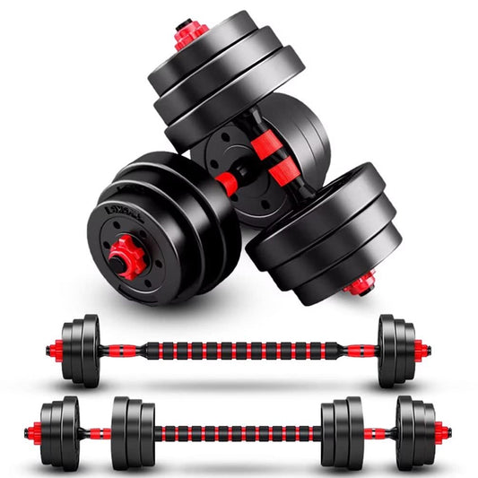 Adjustable Dumbbell & Barbell Set – 20kg 25kg 30kg | 2-in-1 Strength Training Equipment for Men & Women | Vinyl Dumbbell Pair with Connector for Home Gym Workouts