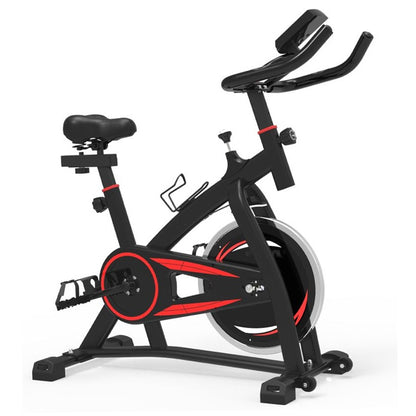 Ultra-Quiet Cardio Exercise Bike with LCD Display - Stationary Spin Bike for Home Fitness - Adjustable Resistance Levels - Built-in Tablet Holder - Belt-Driven System - Comfort Padded Seat -