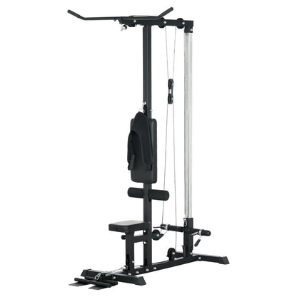 Professional LAT Pulldown Machine with Dual Pulley System - Adjustable Home Gym Cable Station for Back Strength Training - Complete Upper Body Workout Equipment for Home Fitness - Space-Saving Design