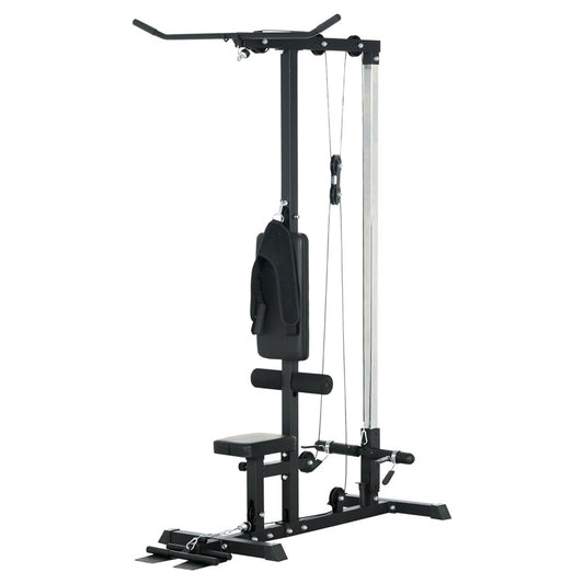 Professional LAT Pulldown Machine with Dual Pulley System - Adjustable Home Gym Cable Station for Back Strength Training - Complete Upper Body Workout Equipment for Home Fitness - Space-Saving Design