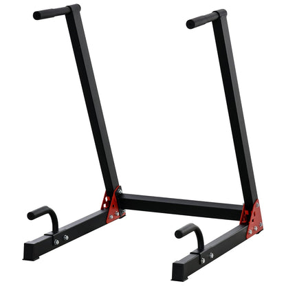 Professional Dip Station Upper Body Trainer - Heavy Duty Steel Fitness Station for Home Gym - Ergonomic Grip Design for Triceps, Chest and Shoulder Workouts - 200kg Capacity Red & Black Stand