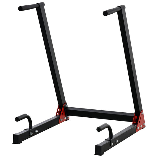 Professional Dip Station Upper Body Trainer - Heavy Duty Steel Fitness Station for Home Gym - Ergonomic Grip Design for Triceps, Chest and Shoulder Workouts - 200kg Capacity Red & Black Stand