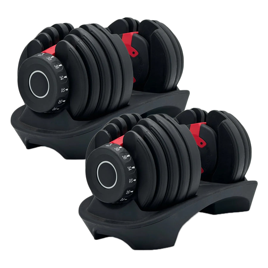 40kg Adjustable Dumbbell 17-in-1 System - Quick Dial Home Gym Equipment - Space-Saving Design - Multiple Weight Settings - Non-Slip Handle for Strength Training - Compact Home Workout Solution