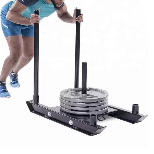 Commercial Push/Pull Power Sled with 10m Sprint Mat – Folding Heavy-Duty Steel Sled for Speed, Agility & Strength Training | Olympic Plate Compatible