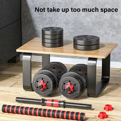 Adjustable Dumbbell & Barbell Set – 20kg 25kg 30kg | 2-in-1 Strength Training Equipment for Men & Women | Vinyl Dumbbell Pair with Connector for Home Gym Workouts