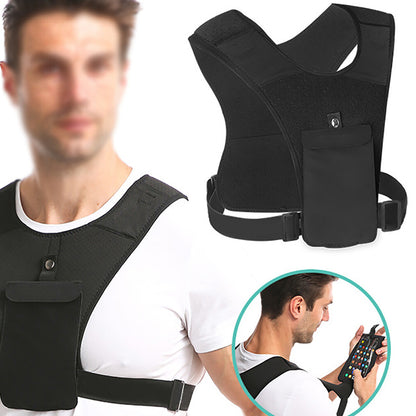 Adjustable Running Phone Holder Vest – Waterproof Chest Pouch with Key Clip | Lightweight, Reflective Running Gear for Men & Women | Zero Bounce Design