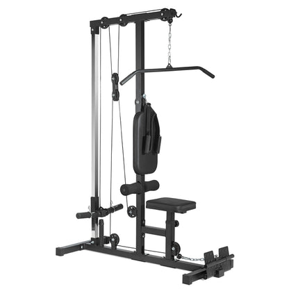 Professional LAT Pulldown Machine with Dual Pulley System - Adjustable Home Gym Cable Station for Back Strength Training - Complete Upper Body Workout Equipment for Home Fitness - Space-Saving Design