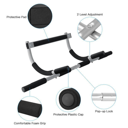 Doorway Pull-Up Bar – No Drilling Required | Multi-Grip Chin-Up Bar for Arms, Core & Back | Padded Handles & Heavy-Duty Design for Home Fitness