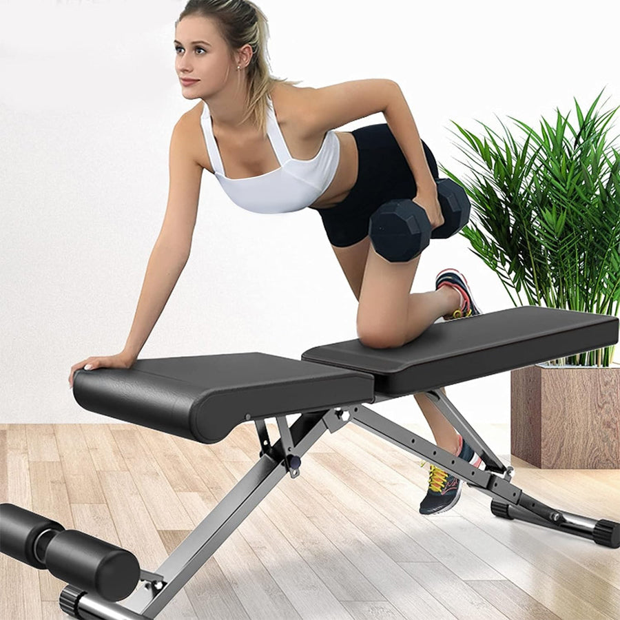 Adjustable Weight Bench with Dip Station and Rack - Incline, Flat & Decline Positions - 500kg Capacity - 6 Backrest Levels and 3 Seat Adjustments - Commercial Grade Quality - Compact Storage Design