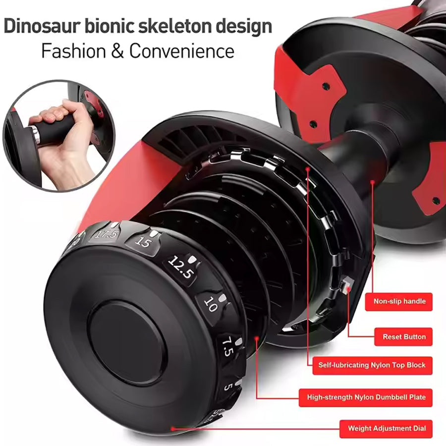24kg Adjustable Dumbbell 15-in-1 with Quick Dial System - Space-Saving Home Gym Weights with Non-Slip Handle - Versatile Strength Training Equipment from  to 24kg - Complete Workout Solution