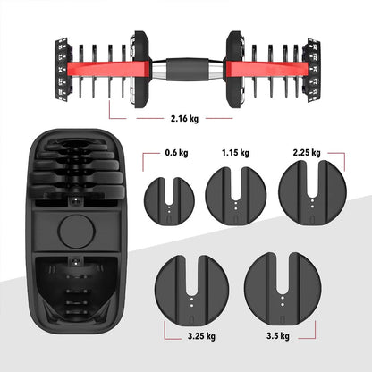40kg Adjustable Dumbbell 17-in-1 System - Quick Dial Home Gym Equipment - Space-Saving Design - Multiple Weight Settings - Non-Slip Handle for Strength Training - Compact Home Workout Solution