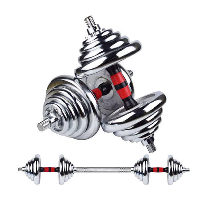 20kg Steel Adjustable Dumbbell Barbell Set - Professional 2-in-1 Home Gym System with Cast Iron Weight Plates - Multi-Function Strength Training Equipment with Anti-Slip Metal Handle for Complete