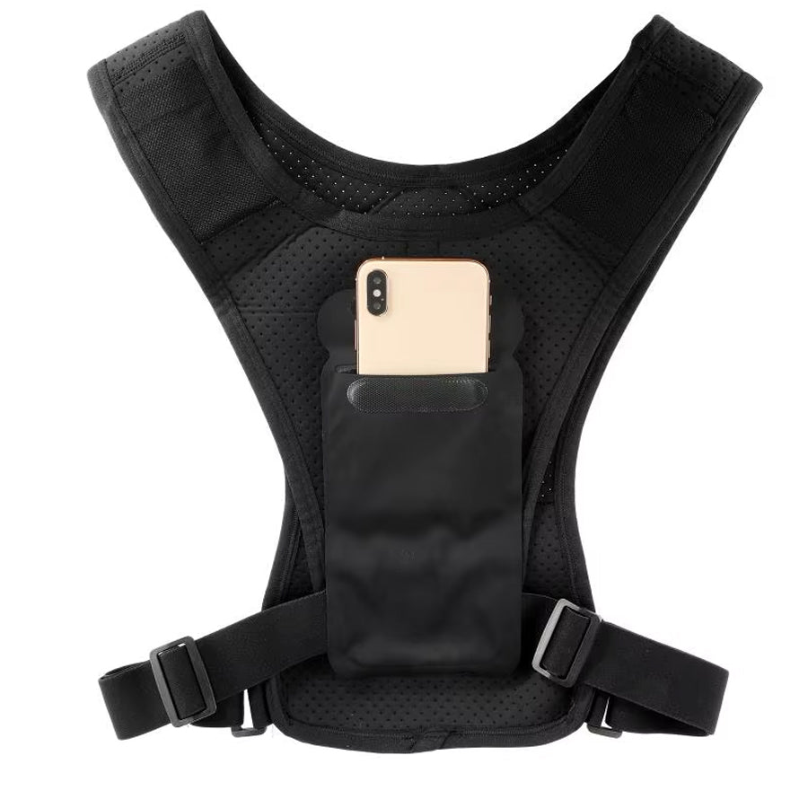 Adjustable Running Phone Holder Vest – Waterproof Chest Pouch with Key Clip | Lightweight, Reflective Running Gear for Men & Women | Zero Bounce Design