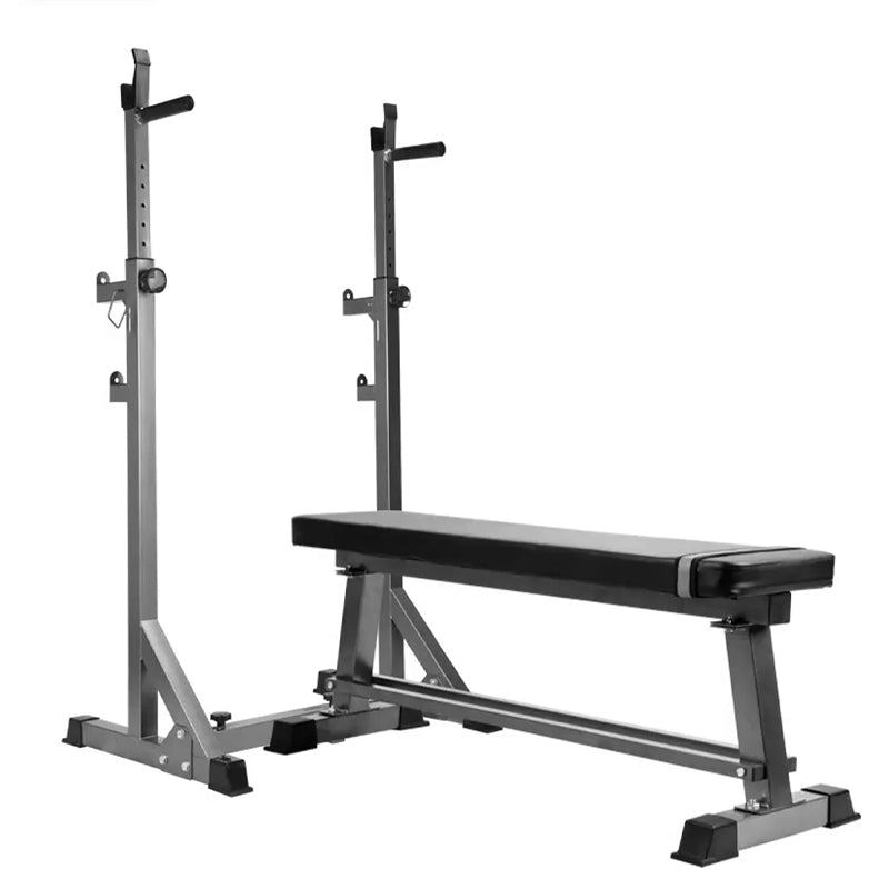 Half Squat Rack - Heavy-Duty Adjustable Barbell Stand with Dip Station & Spotters - 200KG Max Load - Home Gym Strength Training Equipment - Adjustable Height & Width - Professional Quality Steel