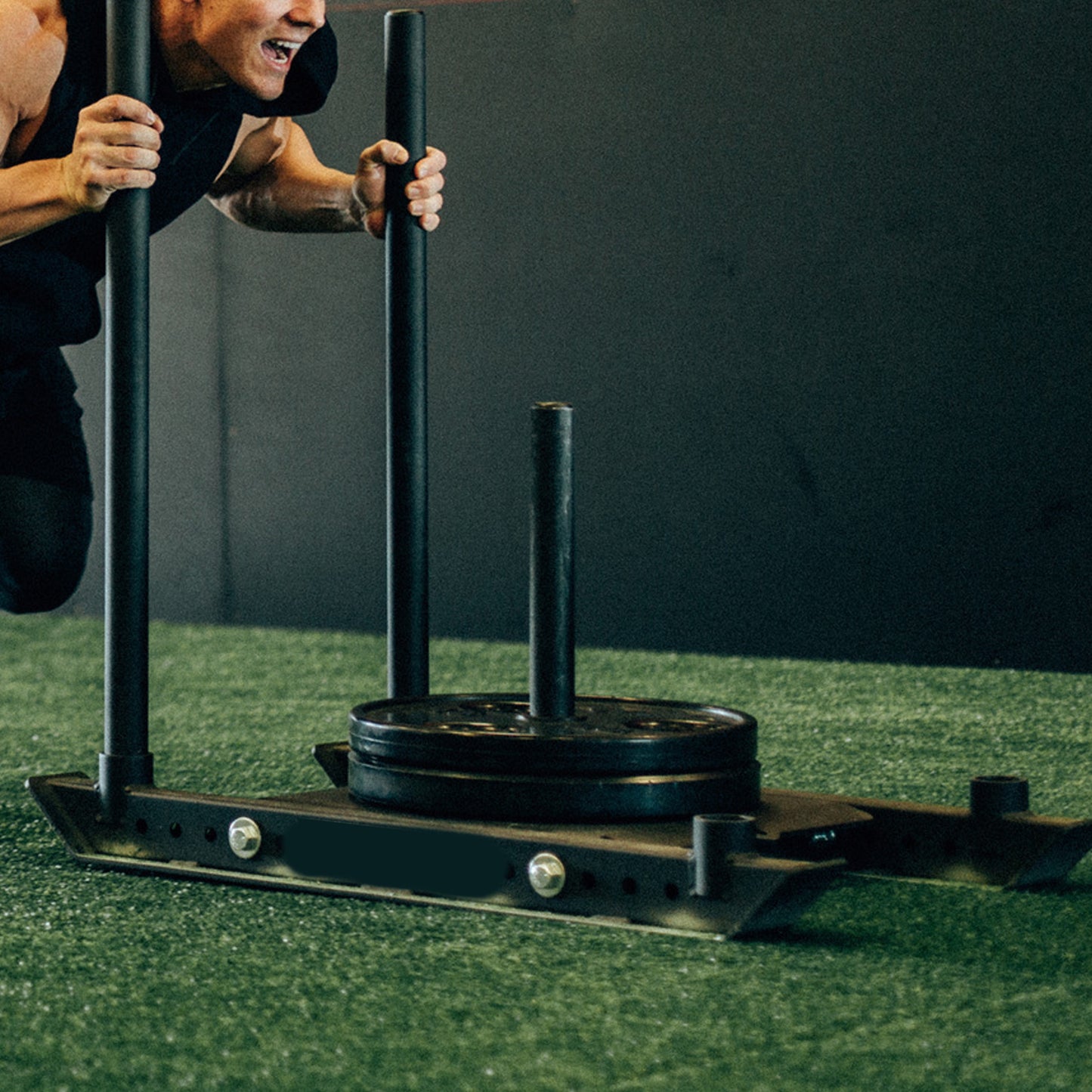 Commercial Push/Pull Power Sled with 10m Sprint Mat – Folding Heavy-Duty Steel Sled for Speed, Agility & Strength Training | Olympic Plate Compatible