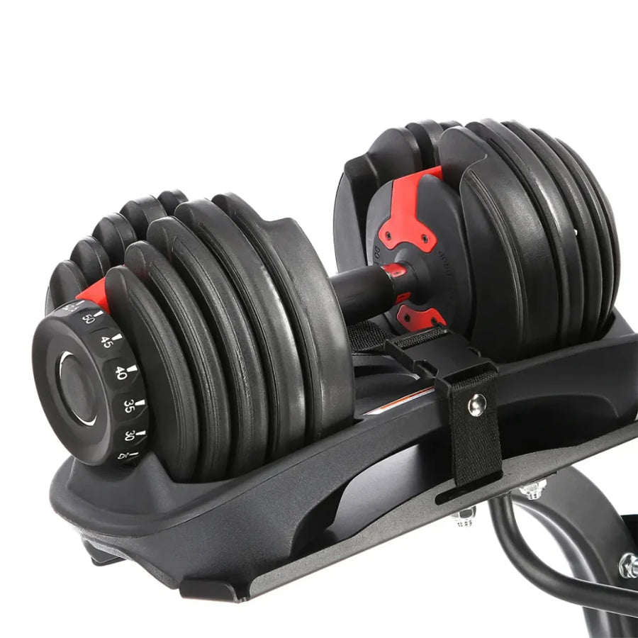 Adjustable Dumbbell Stand – Heavy-Duty Space-Saving Rack for 24kg & 40kg Dumbbells with Safety Strap – Compact Home Gym Weight Storage