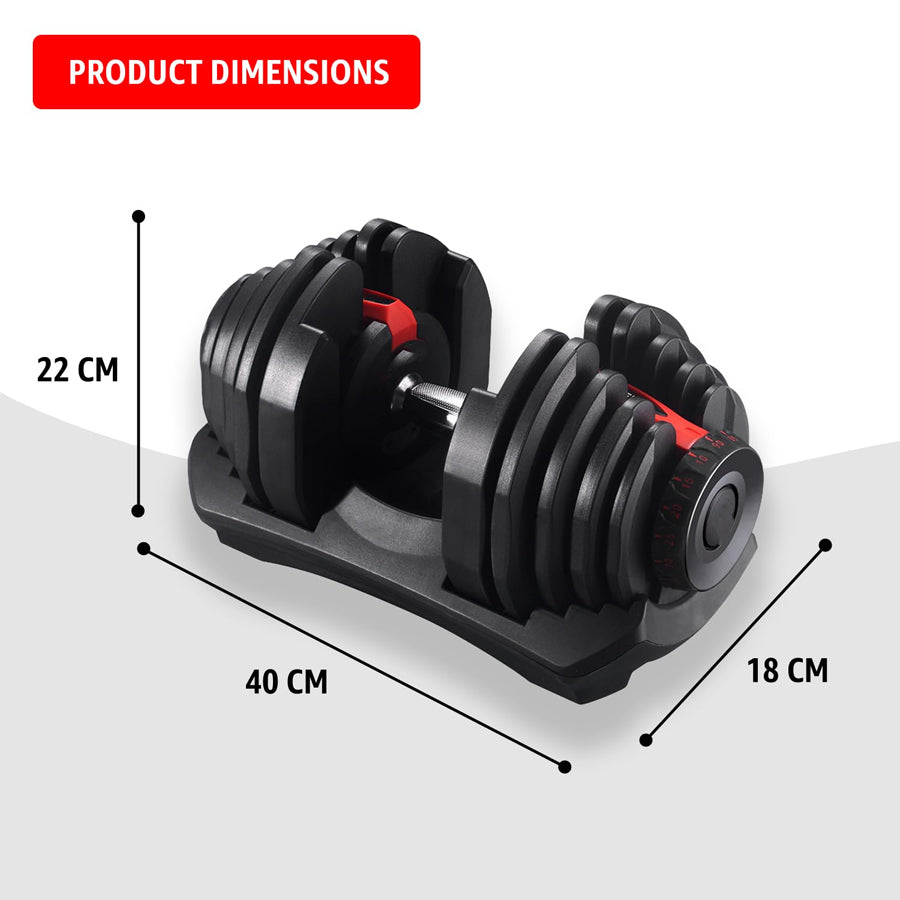 40kg Adjustable Dumbbell 17-in-1 System - Quick Dial Home Gym Equipment - Space-Saving Design - Multiple Weight Settings - Non-Slip Handle for Strength Training - Compact Home Workout Solution