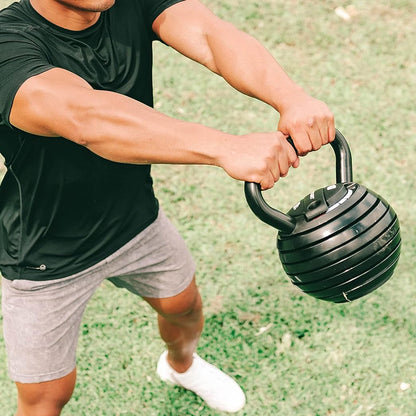 7-in-1 Adjustable Kettlebell Weight Set  to 18kg - Quick-Change System for Home Workouts - Premium Cast Iron Construction with Ergonomic Grip - Space-Saving Design for Strength Training