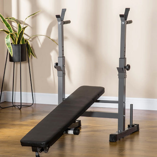 Heavy-Duty Adjustable Weight Bench with Dip Station & Barbell Rack - Multi-Functional Workout Equipment for Home Gym - Foldable Design with 250kg Capacity - Incline/Decline/Flat Positions for Full