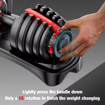 24kg Adjustable Dumbbell 15-in-1 with Quick Dial System - Space-Saving Home Gym Weights with Non-Slip Handle - Versatile Strength Training Equipment from  to 24kg - Complete Workout Solution