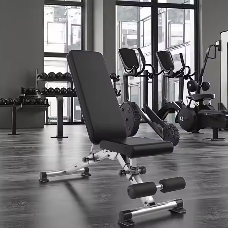 Adjustable Weight Bench with Dip Station and Rack - Incline, Flat & Decline Positions - 500kg Capacity - 6 Backrest Levels and 3 Seat Adjustments - Commercial Grade Quality - Compact Storage Design