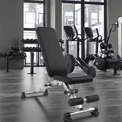 Adjustable Weight Bench with Dip Station and Rack - Incline, Flat & Decline Positions - 500kg Capacity - 6 Backrest Levels and 3 Seat Adjustments - Commercial Grade Quality - Compact Storage Design