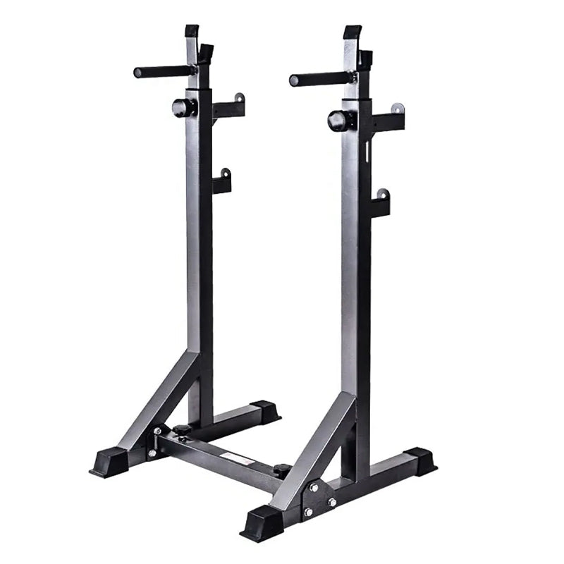 Half Squat Rack - Heavy-Duty Adjustable Barbell Stand with Dip Station & Spotters - 200KG Max Load - Home Gym Strength Training Equipment - Adjustable Height & Width - Professional Quality Steel