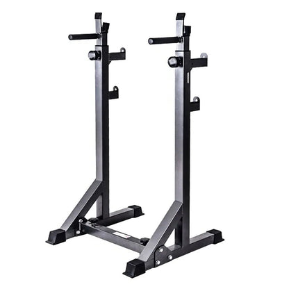 Half Squat Rack - Heavy-Duty Adjustable Barbell Stand with Dip Station & Spotters - 200KG Max Load - Home Gym Strength Training Equipment - Adjustable Height & Width - Professional Quality Steel