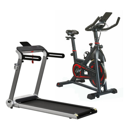 Ultra-Quiet Cardio Exercise Bike with LCD Display - Stationary Spin Bike for Home Fitness - Adjustable Resistance Levels - Built-in Tablet Holder - Belt-Driven System - Comfort Padded Seat -