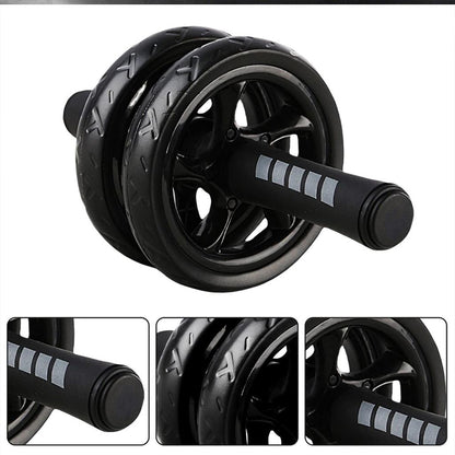 Double-Wheel Ab Roller for Core Training with Rebound Design - Premium Home Gym Core Trainer with Adjustable Elastic Band, Non-Slip Wheels and Ergonomic Handles - Includes High-Density Knee Mat