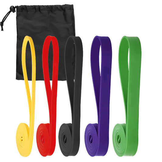 Professional 5-Level Resistance Bands Set - Progressive Training Assistance - Silicone Pull-Up Bands for Strength & Stretching - Multi-Colour Coded Resistance Levels - Complete Home Gym Solution for