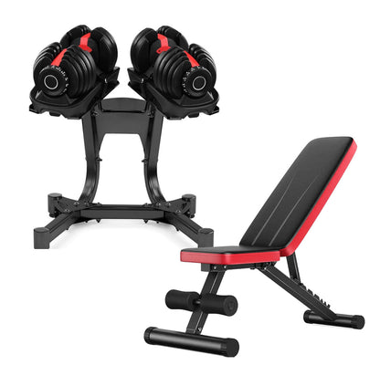 24kg Adjustable Dumbbell 15-in-1 with Quick Dial System - Space-Saving Home Gym Weights with Non-Slip Handle - Versatile Strength Training Equipment from  to 24kg - Complete Workout Solution