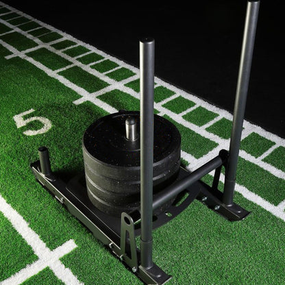 Commercial Push/Pull Power Sled with 10m Sprint Mat – Folding Heavy-Duty Steel Sled for Speed, Agility & Strength Training | Olympic Plate Compatible