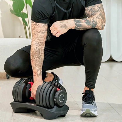 40kg Adjustable Dumbbell 17-in-1 System - Quick Dial Home Gym Equipment - Space-Saving Design - Multiple Weight Settings - Non-Slip Handle for Strength Training - Compact Home Workout Solution