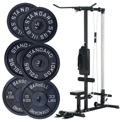 Professional LAT Pulldown Machine with Dual Pulley System - Adjustable Home Gym Cable Station for Back Strength Training - Complete Upper Body Workout Equipment for Home Fitness - Space-Saving Design