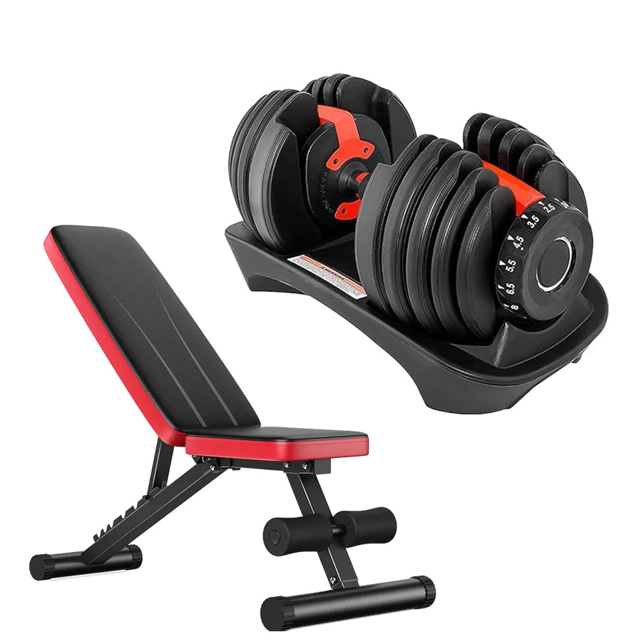 24kg Adjustable Dumbbell 15-in-1 with Quick Dial System - Space-Saving Home Gym Weights with Non-Slip Handle - Versatile Strength Training Equipment from  to 24kg - Complete Workout Solution