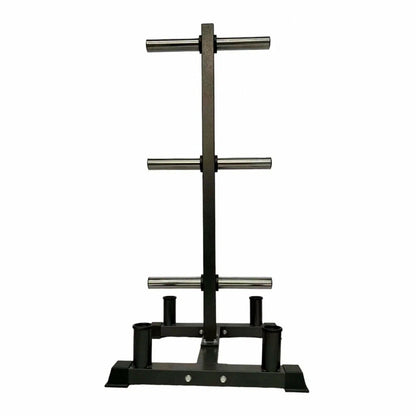 Heavy-Duty Olympic Weight Tree & 3-Tier Bar Stand - 200kg Capacity Gym Storage Rack for 2-Inch Plates - Home & Commercial Weight Organiser with Barbell Holders - Premium Black Steel Construction