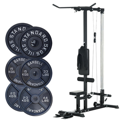 Professional LAT Pulldown Machine with Dual Pulley System - Adjustable Home Gym Cable Station for Back Strength Training - Complete Upper Body Workout Equipment for Home Fitness - Space-Saving Design