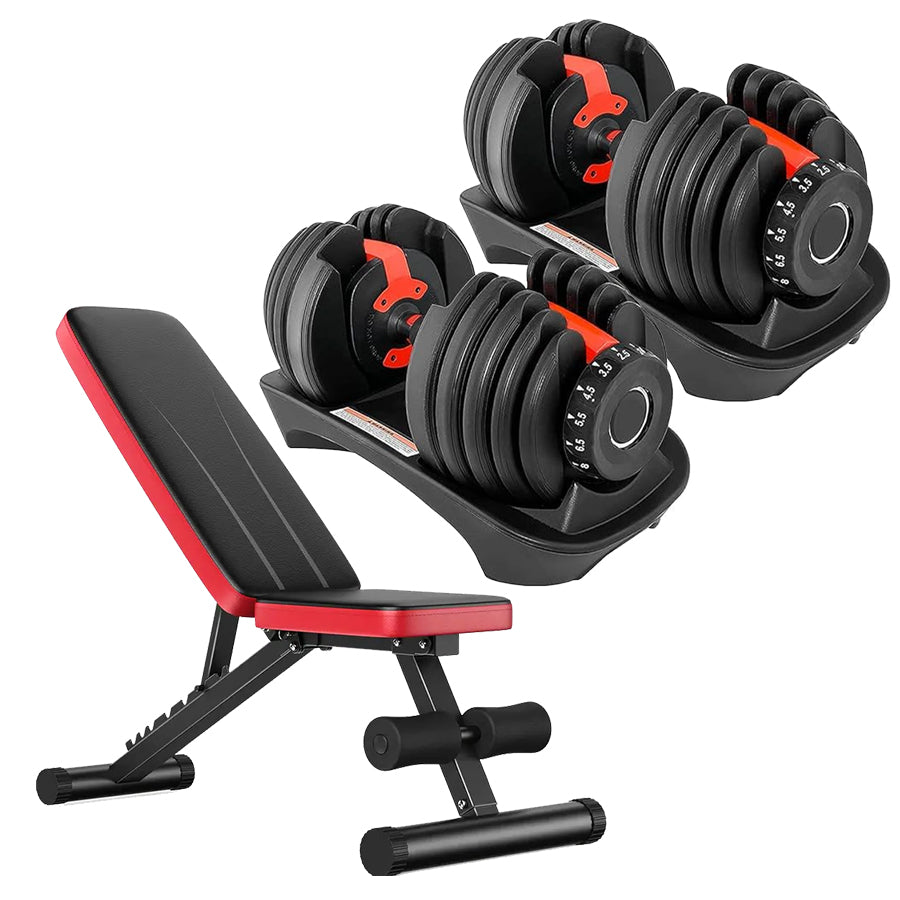 24kg Adjustable Dumbbell 15-in-1 with Quick Dial System - Space-Saving Home Gym Weights with Non-Slip Handle - Versatile Strength Training Equipment from  to 24kg - Complete Workout Solution
