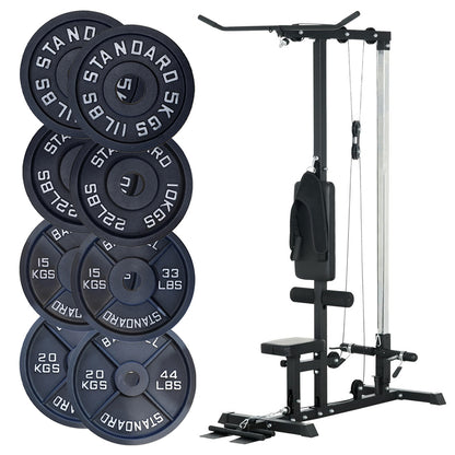 Professional LAT Pulldown Machine with Dual Pulley System - Adjustable Home Gym Cable Station for Back Strength Training - Complete Upper Body Workout Equipment for Home Fitness - Space-Saving Design