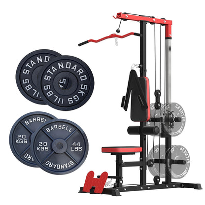 Professional LAT Pulldown Machine with Dual Pulley System - Adjustable Home Gym Cable Station for Back Strength Training - Complete Upper Body Workout Equipment for Home Fitness - Space-Saving Design