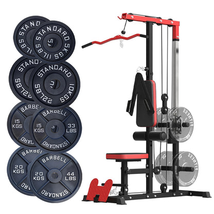 Professional LAT Pulldown Machine with Dual Pulley System - Adjustable Home Gym Cable Station for Back Strength Training - Complete Upper Body Workout Equipment for Home Fitness - Space-Saving Design