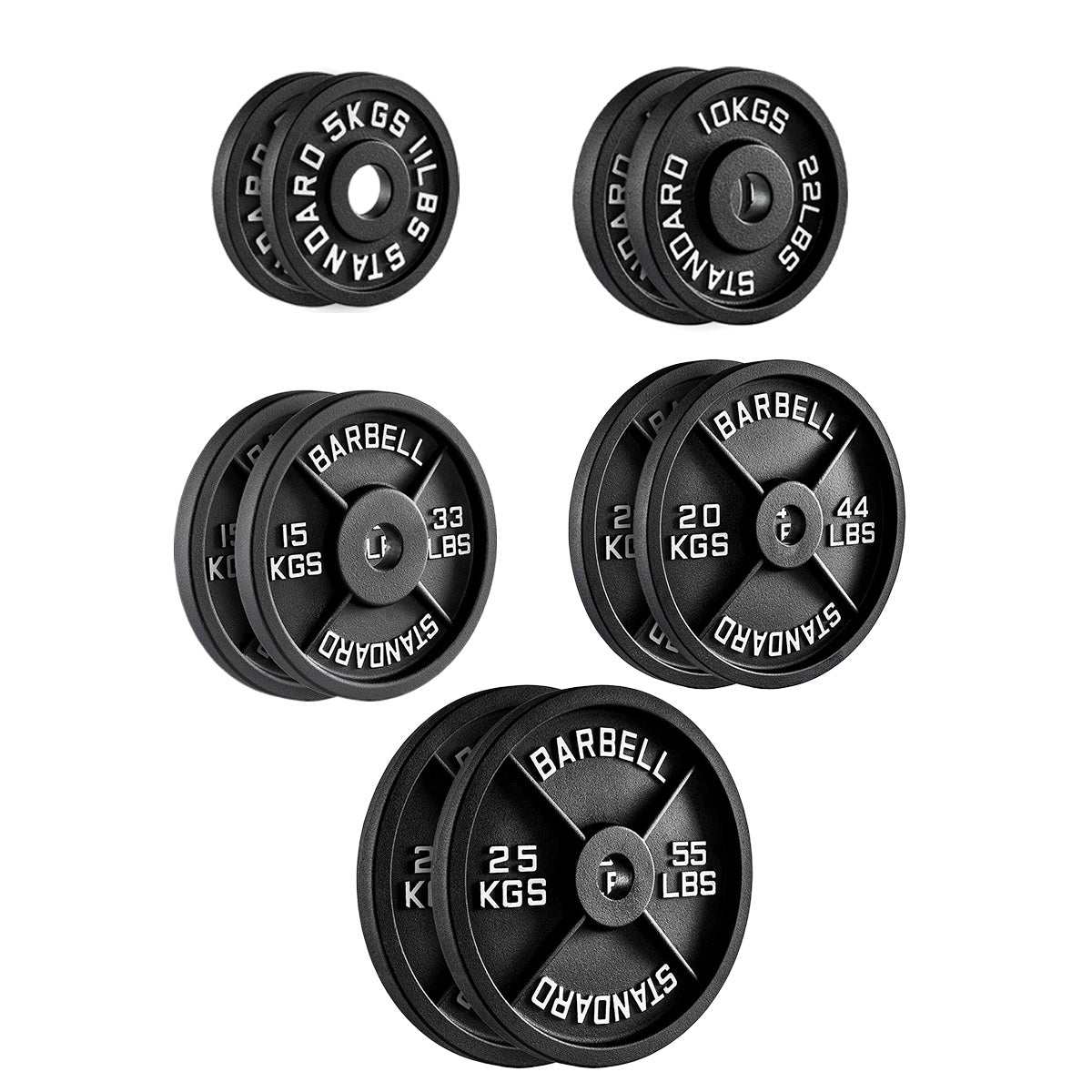 Professional Cast Iron Weight Plates – Strength Training Discs for Home & Commercial Gyms –Pairs, Sets & Optional Barbells