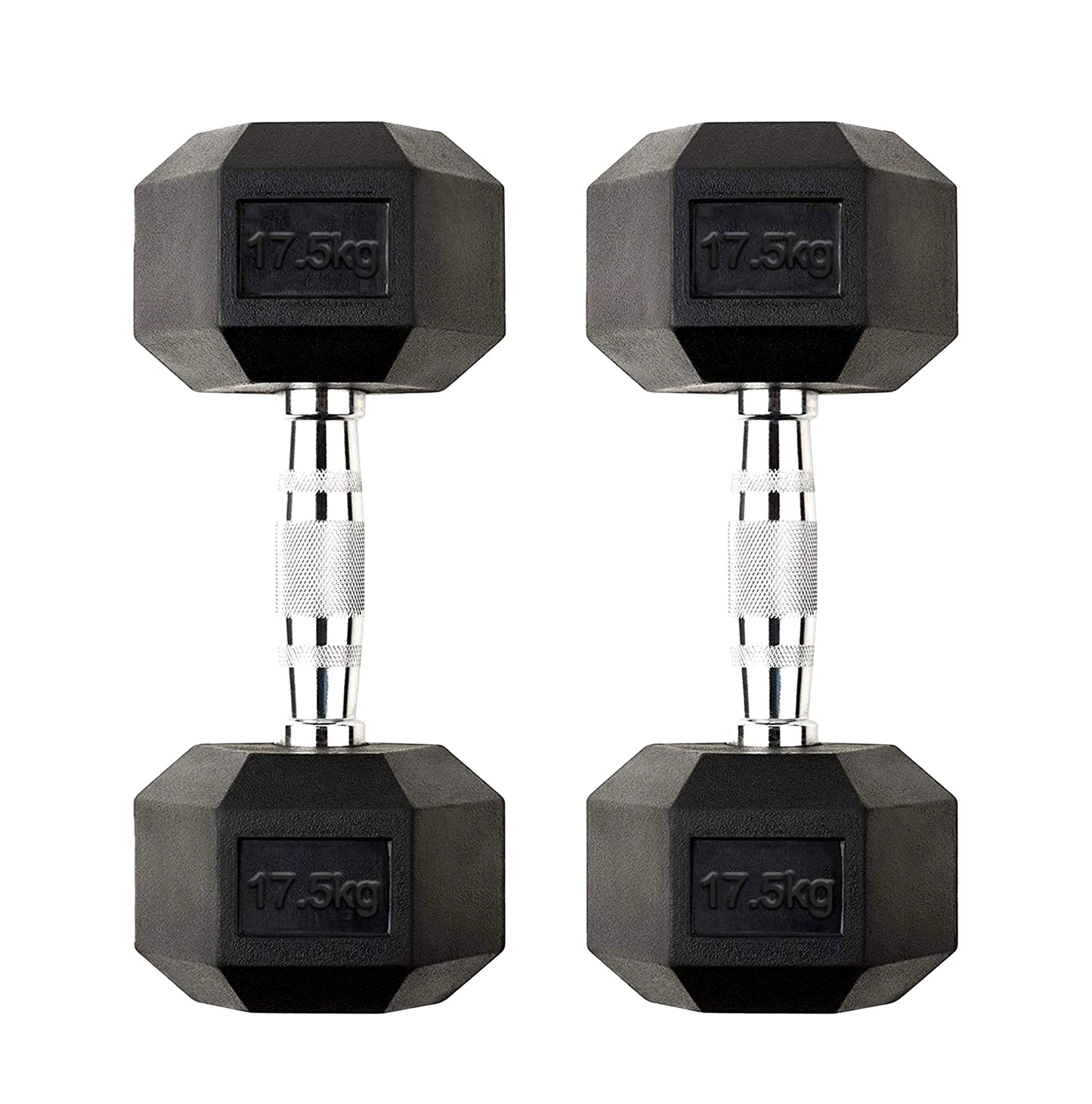 17.5kg Rubber Hex Dumbbells – Heavy Cast Iron with Rubber Coating & Steel Handles | Free Weights for Strength Training, Muscle Development & Home Gym Workouts
