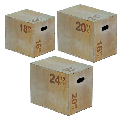 Professional 3-in-1 Wooden Plyometric Jump Box - Height-Adjustable Plyo Box for CrossFit Training - Heavy-Duty Construction for Box Jumps, HIIT Workouts - Versatile Home and Commercial Gym Equipment