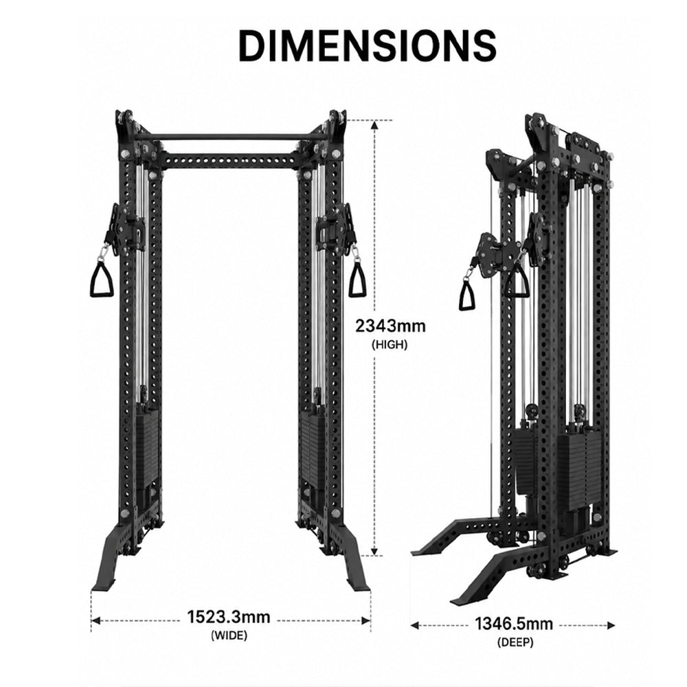 Multi-Exercise Strength Machine with Power Rack & Dual Pulley Cables