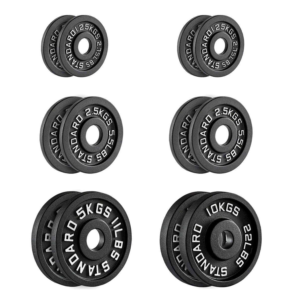Professional Cast Iron Weight Plates – Strength Training Discs for Home & Commercial Gyms –Pairs, Sets & Optional Barbells