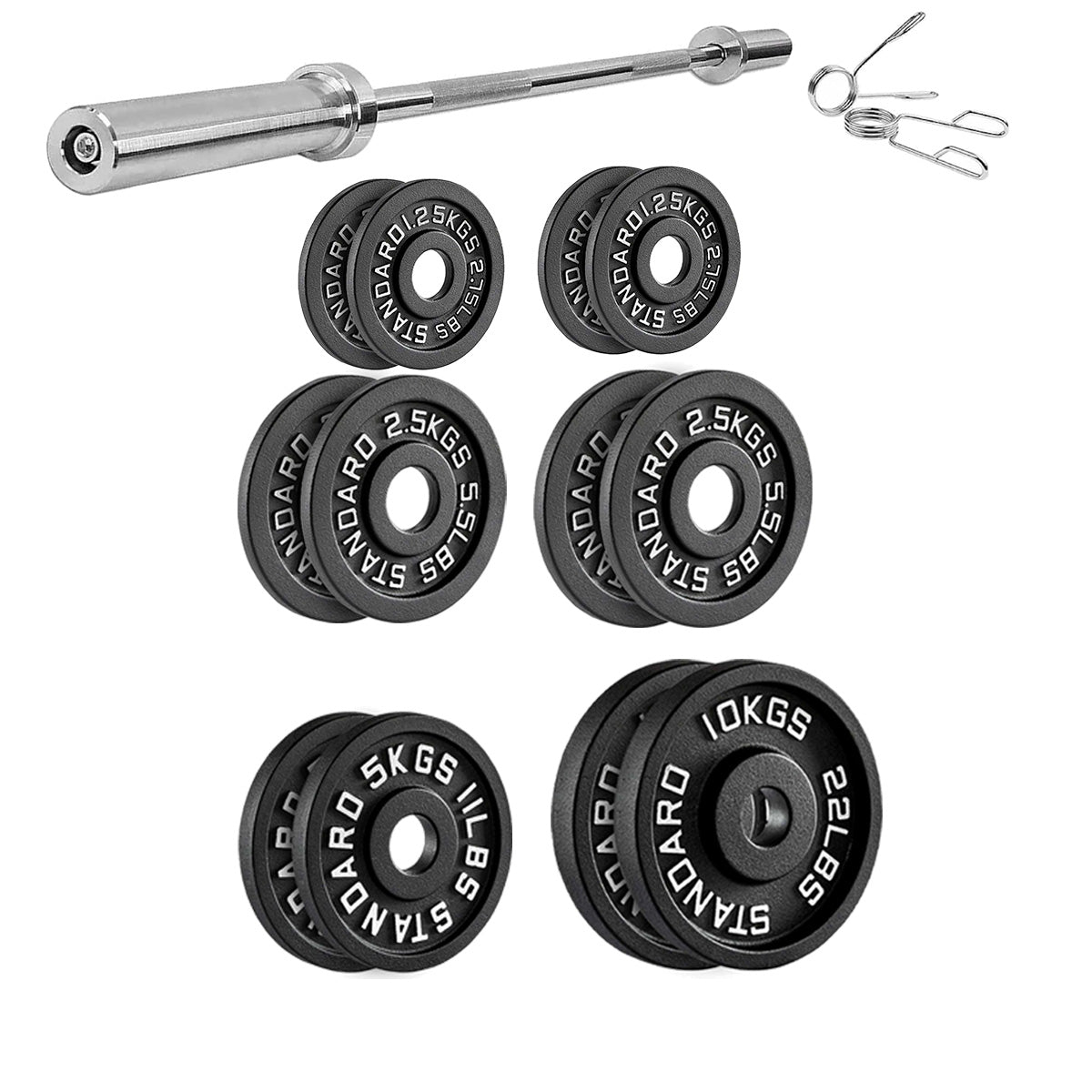 Professional Cast Iron Weight Plates – Strength Training Discs for Home & Commercial Gyms –Pairs, Sets & Optional Barbells