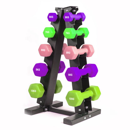 Neoprene Dumbbell Tree Rack Stand - 3/5 Tier Dumbbell Holder for Home Gym Storage - Heavy-Duty Steel Construction with Powder Coating - Space-Saving Design - Perfect Fitness Weight Organiser
