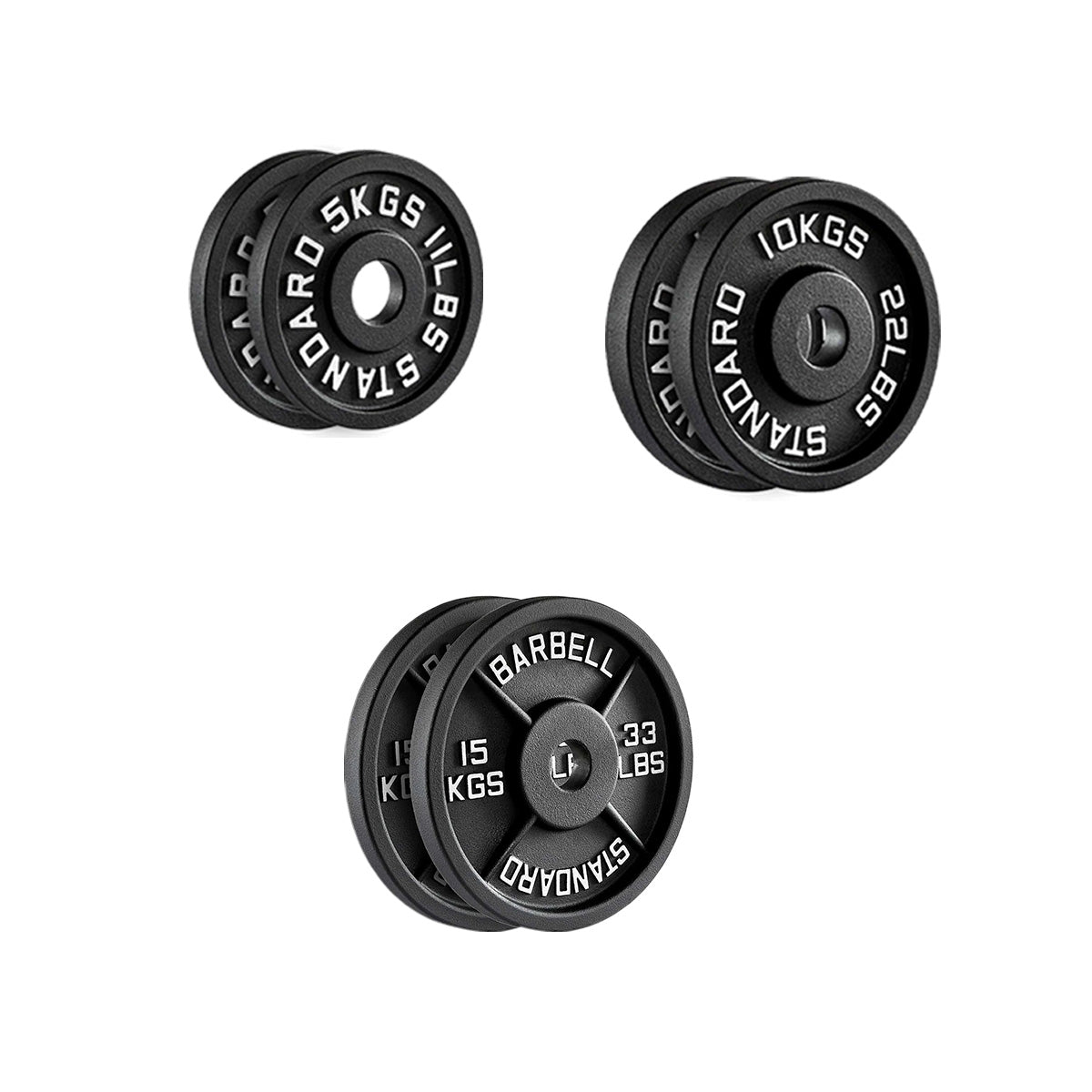 Professional Cast Iron Weight Plates – Strength Training Discs for Home & Commercial Gyms –Pairs, Sets & Optional Barbells